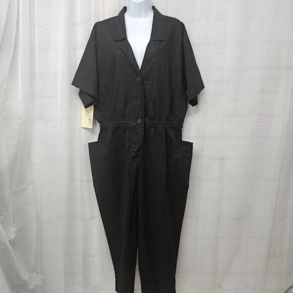 NWT Diane Von Furstenberg Black Straight Leg Romper Cotton M - Picture 12 of 12